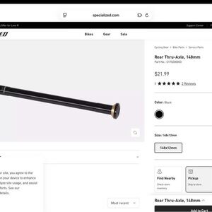 Specialized Rear Thru-Axle in Black with Gold Cap